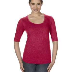 Anvil 6756L Ladies Triblend Deep Scoop 1/2-Sleeve T-Shirt