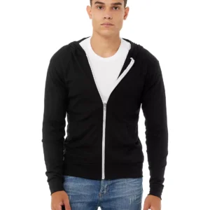 Bella + Canvas 3939 Unisex Triblend Full-Zip Lightweight Hoodie